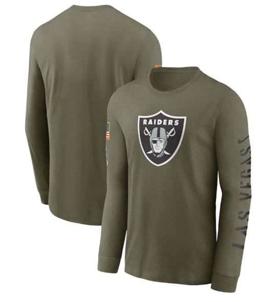 Men's Las Vegas Raiders 2022 Olive Salute to Service Long Sleeve T-Shirt